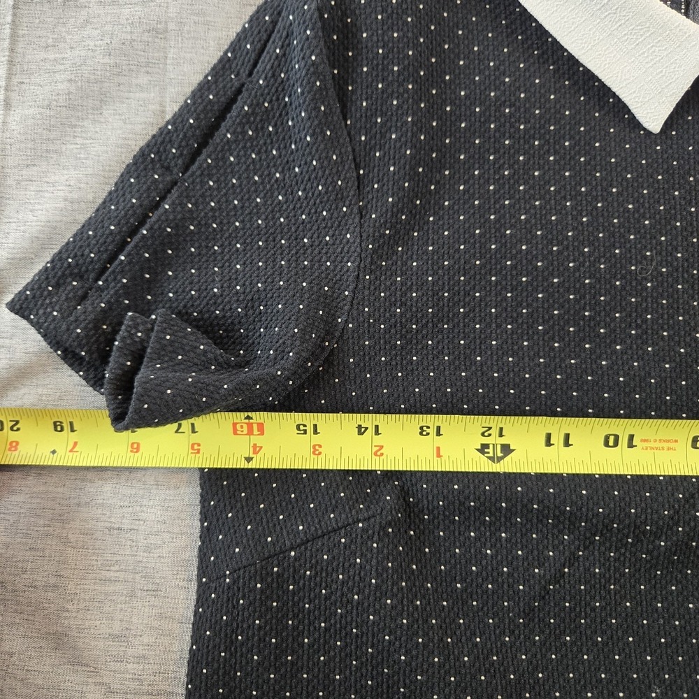 Zara Basics Women's Dress Collared Back Zip Knee Length Black w/ White Dots XS - Picture 6 of 11